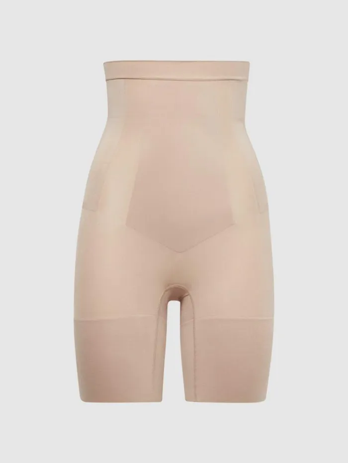 REISS Lingerie Women Spanx Shapewear High Rise MidThigh Shorts Nude