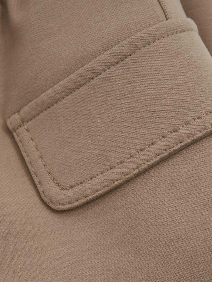 REISS Pants Children Drawstring Pocket Detail Tapered Joggers Camel