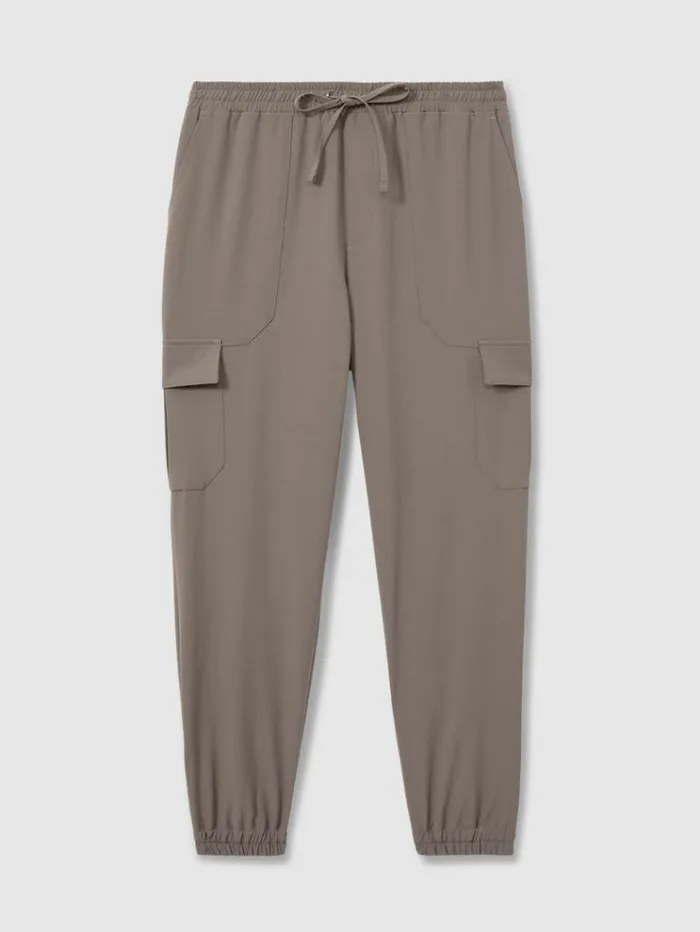 REISS Pants Men Elasticated Cargo Trousers Green Smoke