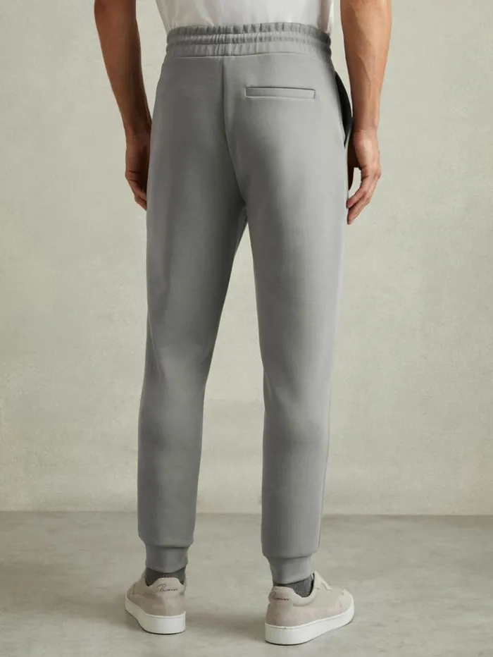 REISS Pants Men Interlock Jersey Drawstring Joggers Flint Grey