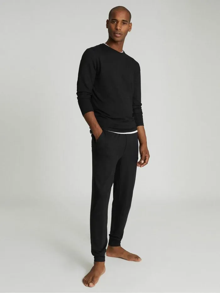 REISS Pants Men Jersey Tracksuit Joggers Charcoal
