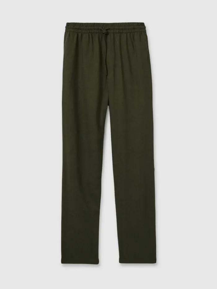 REISS Pants Men Les Deux Forest Green Linen Blend Drawstring Trousers Forest Green