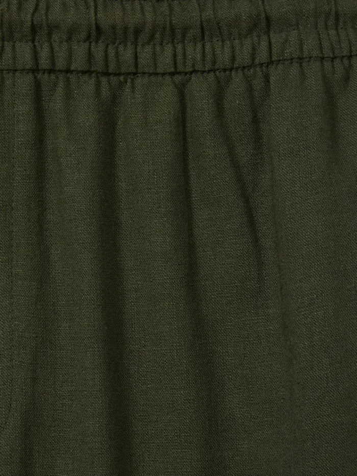 REISS Pants Men Les Deux Forest Green Linen Blend Drawstring Trousers Forest Green