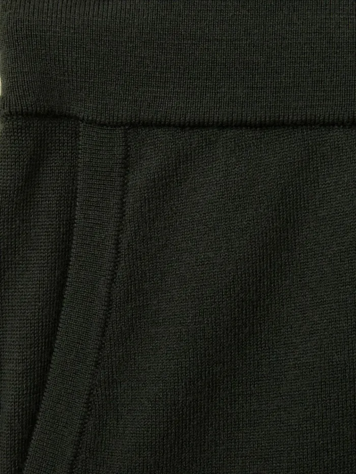 REISS Pants Men Merino Wool Blend Drawstring Joggers Dark Military Green
