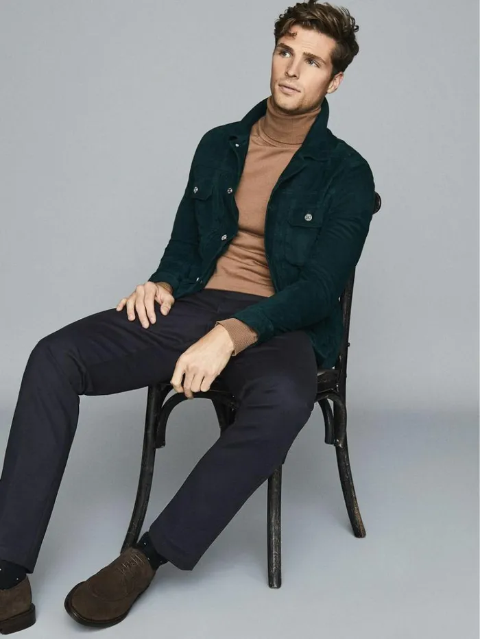 REISS Pants Men Regular Fit Chinos Navy