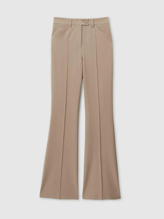 REISS Pants Women High Rise Flared Trousers Neutral