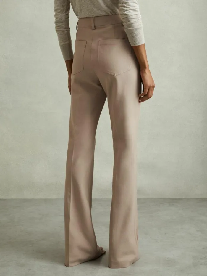 REISS Pants Women High Rise Flared Trousers Neutral