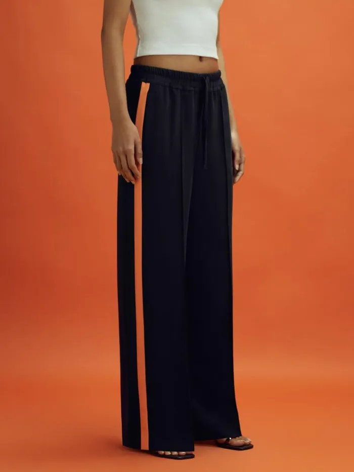 REISS Pants Women McLaren F1 Side Stripe Drawstring Trousers Navypapaya