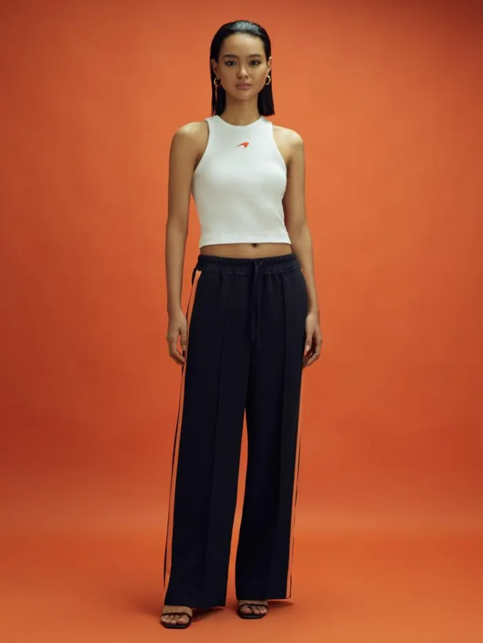 REISS Pants Women McLaren F1 Side Stripe Drawstring Trousers Navypapaya