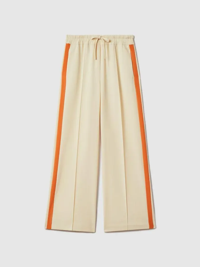 REISS Pants Women McLaren F1 Side Stripe Drawstring Trousers Off Whitepapaya