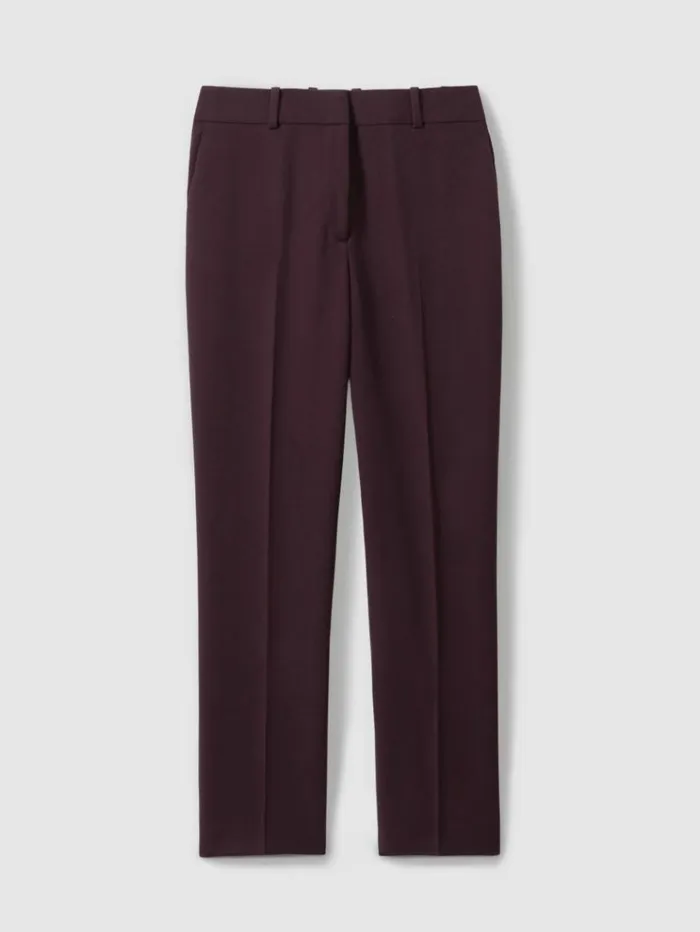 REISS Pants Women Slim Fit Suit Trousers Berry