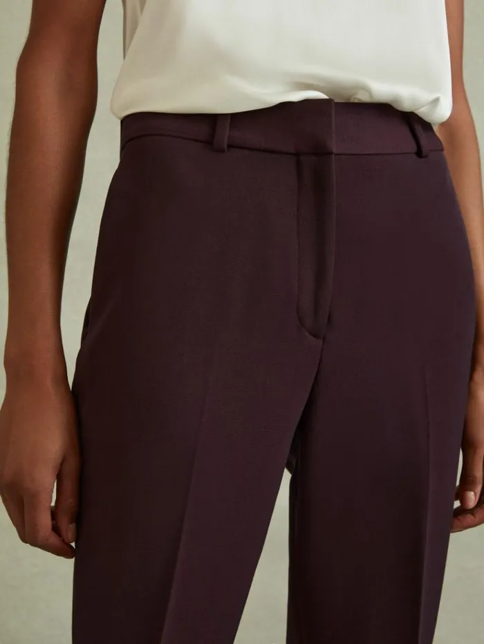 REISS Pants Women Slim Fit Suit Trousers Berry
