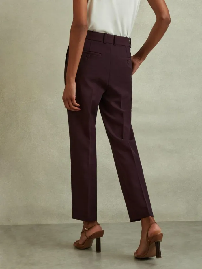 REISS Pants Women Slim Fit Suit Trousers Berry