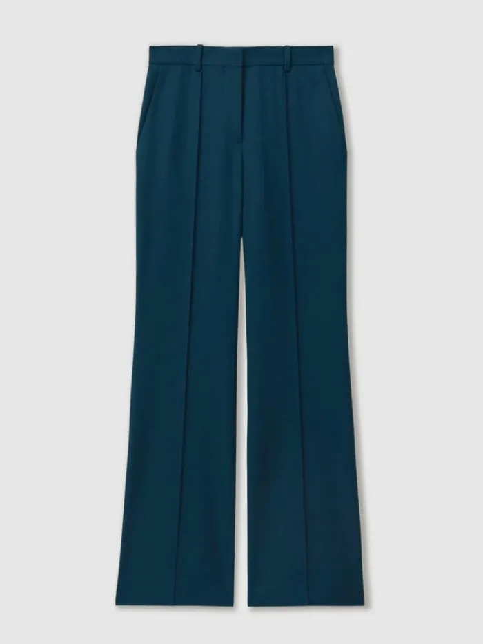 REISS Pants Women Wide Leg Wool Blend Suit Trousers Teal