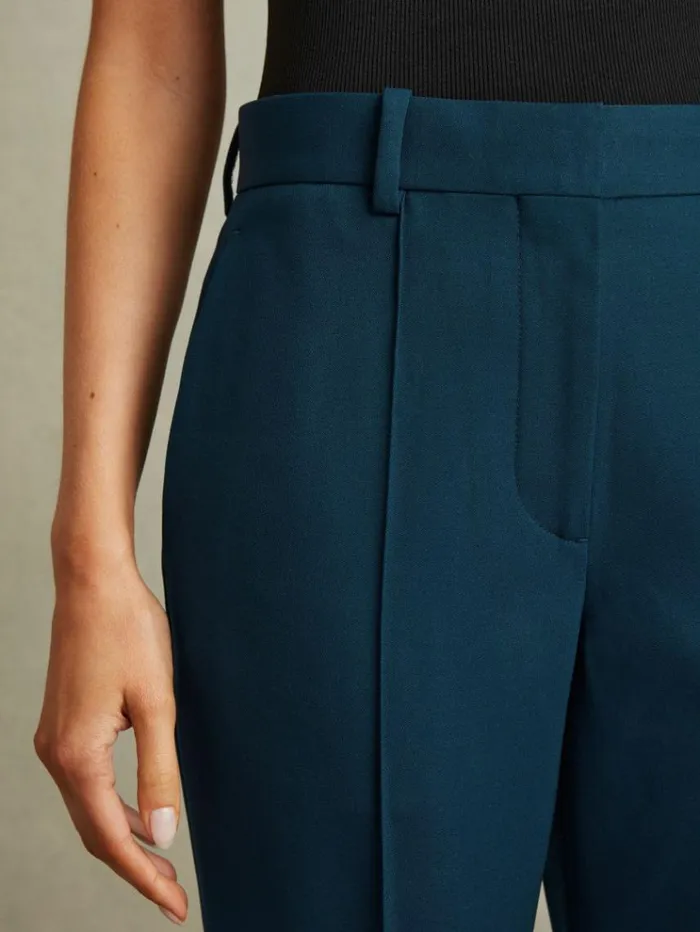 REISS Pants Women Wide Leg Wool Blend Suit Trousers Teal