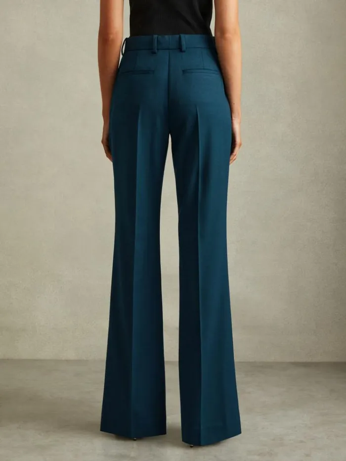 REISS Pants Women Wide Leg Wool Blend Suit Trousers Teal