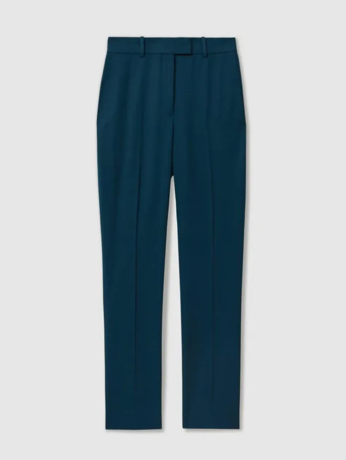 REISS Petite Women Slim Fit Wool Blend Suit Trousers Teal