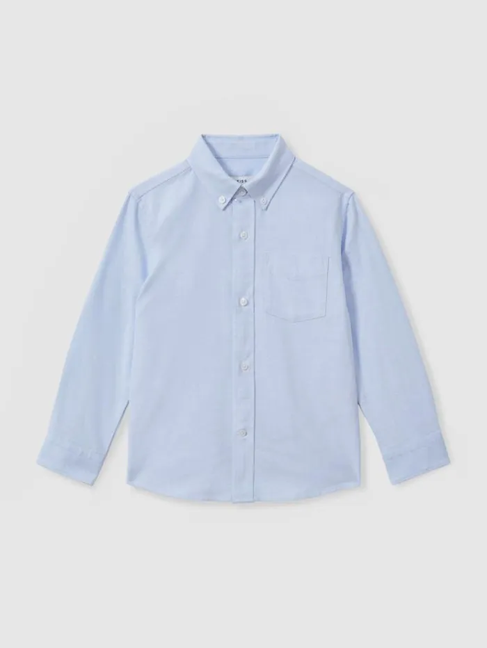 REISS Shirts Children Button Down Oxford Shirt Soft Blue