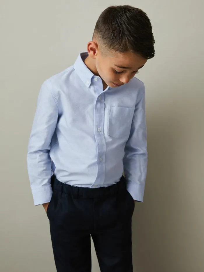 REISS Shirts Children Button Down Oxford Shirt Soft Blue