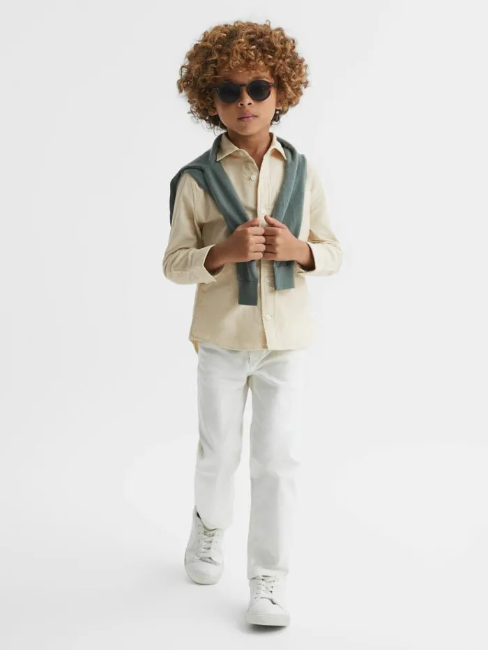 REISS Shirts Children Corduroy Cutaway Collar Shirt White