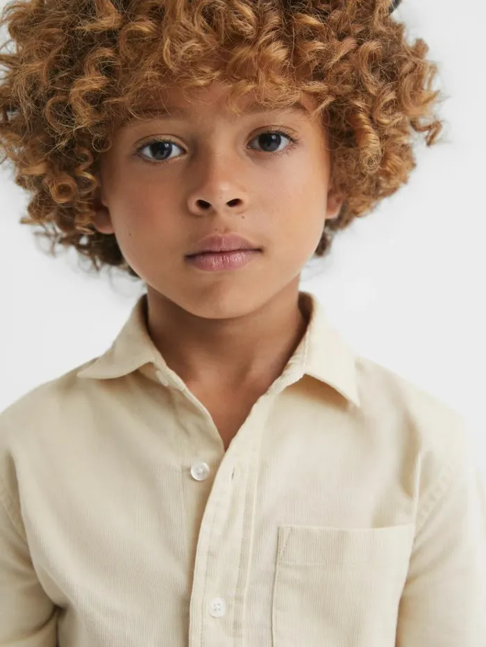 REISS Shirts Children Corduroy Cutaway Collar Shirt White