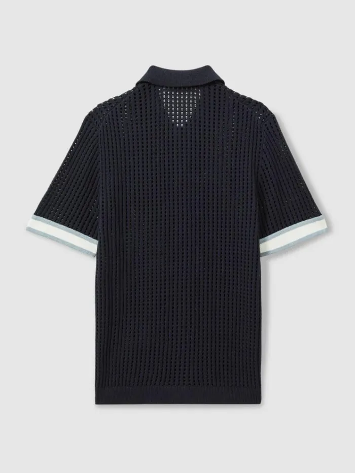 REISS Shirts Men Ch OpenStitch Cuban Collar Shirt Navy