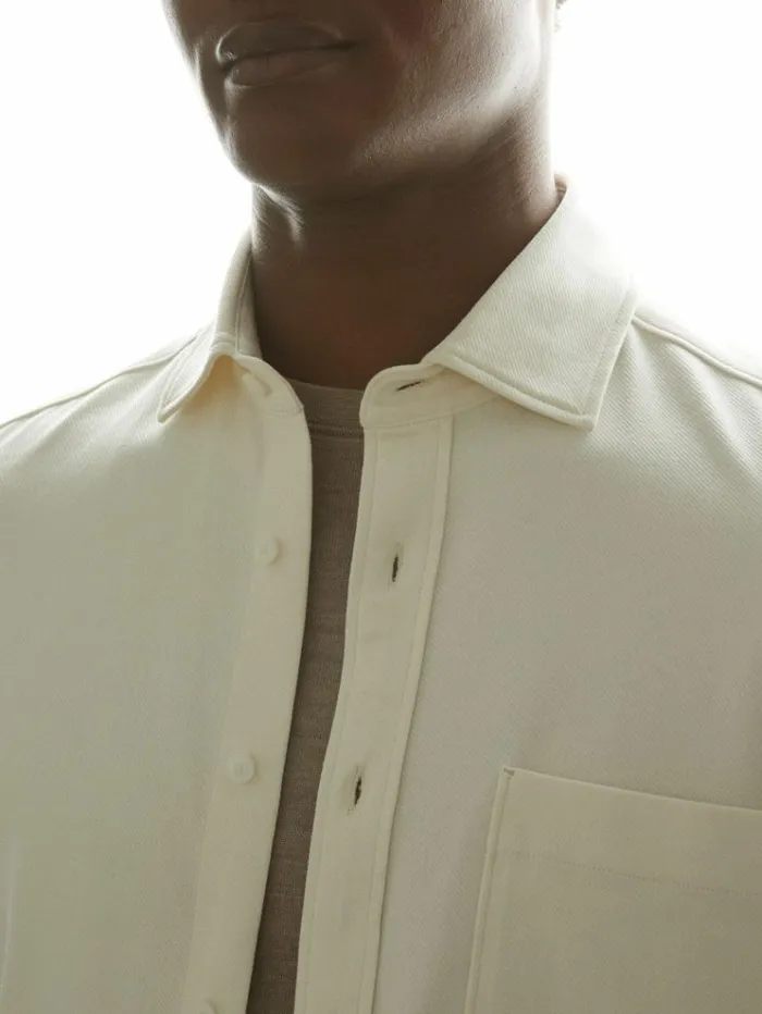 REISS Shirts Men Cotton Blend Twill Overshirt Off White