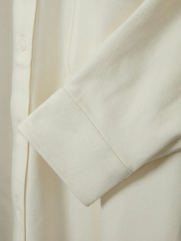 REISS Shirts Men Cotton Blend Twill Overshirt Off White