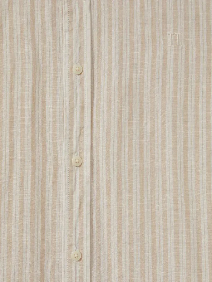 REISS Shirts Men Les Deux Light Green Linen Oxford Shirt Sandivory