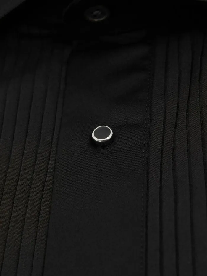 REISS Shirts Men Slim Fit Cotton Marcella Tuxedo Shirt Black REISS Shirts Men Slim Fit Cotton Marcella Tuxedo Shirt Black