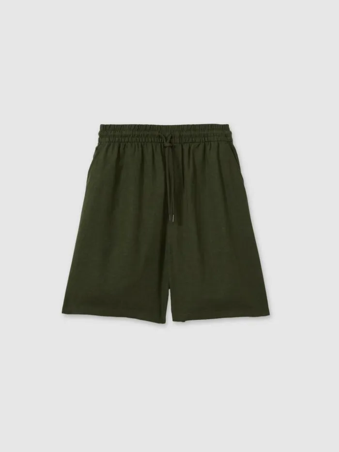 REISS Shorts Men Les Deux Forest Green Linen Blend Drawstring Shorts Forest Green