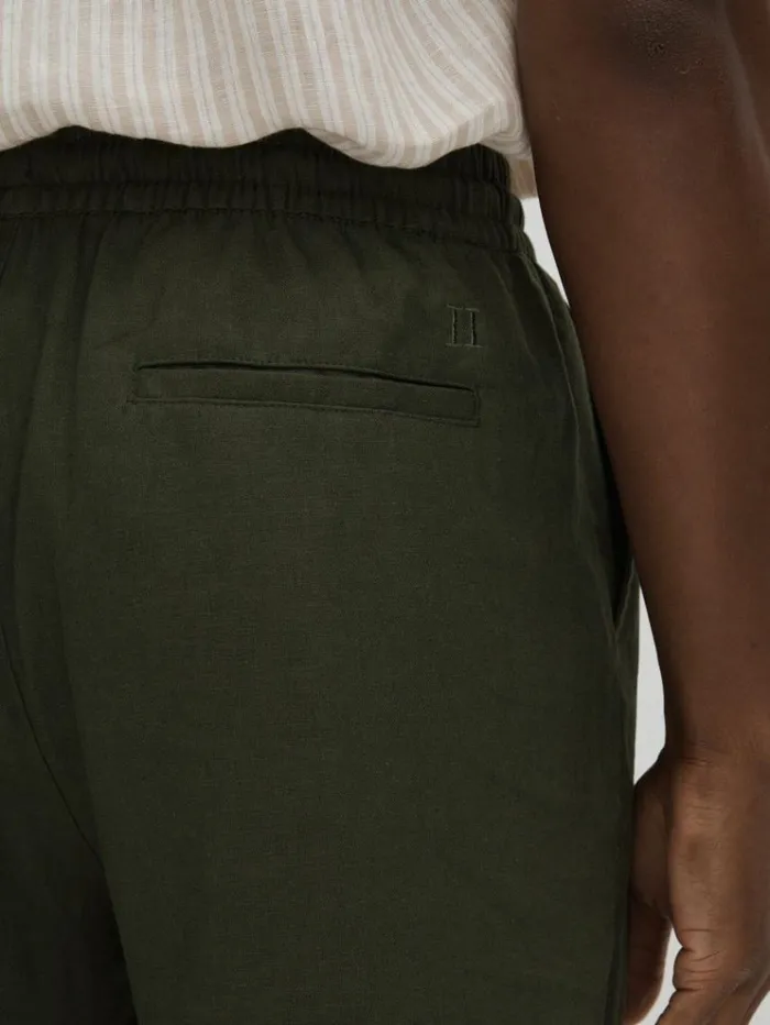 REISS Shorts Men Les Deux Forest Green Linen Blend Drawstring Shorts Forest Green
