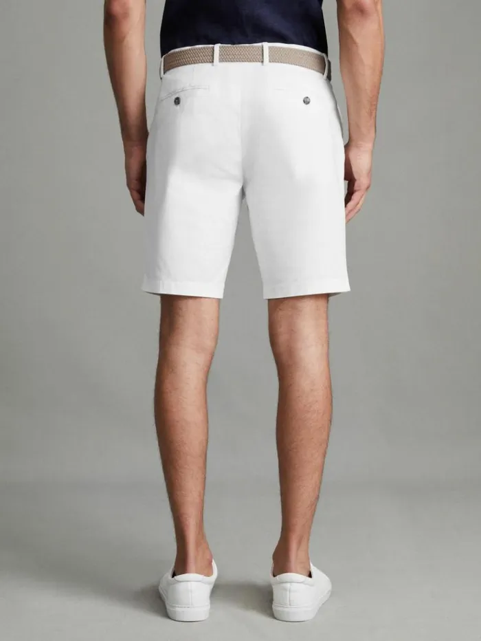 REISS Shorts Men Modern Fit Cotton Blend Chino Shorts White
