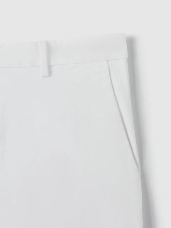 REISS Shorts Men Modern Fit Cotton Blend Chino Shorts White