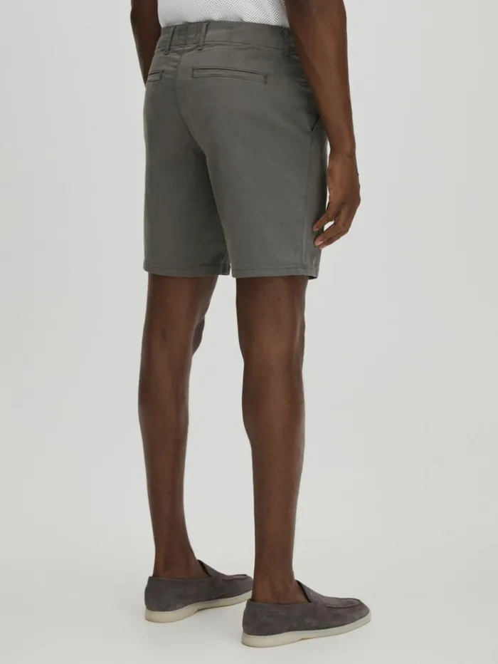 REISS Shorts Men Paige Cotton Blend Chino Shorts Slate