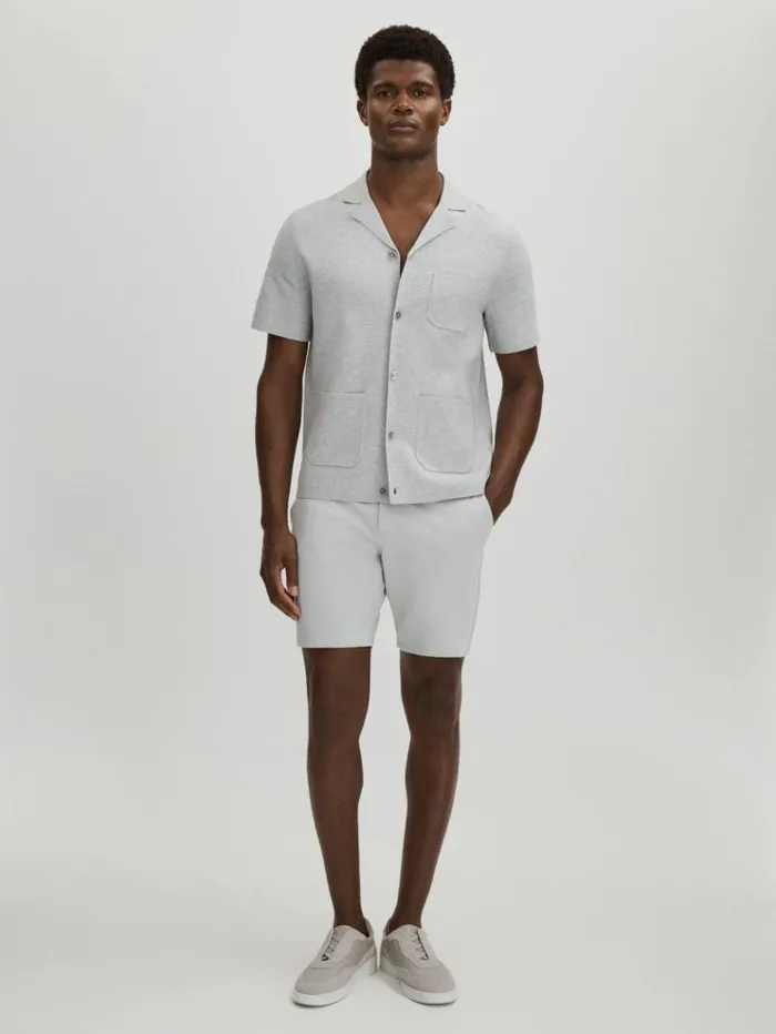 REISS Shorts Men Paige Tailored Knitted Shorts Grey