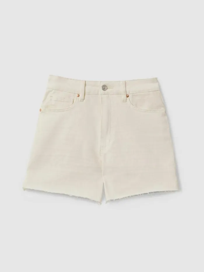REISS Shorts Women Paige Raw Hem Denim Shorts Light Blonde