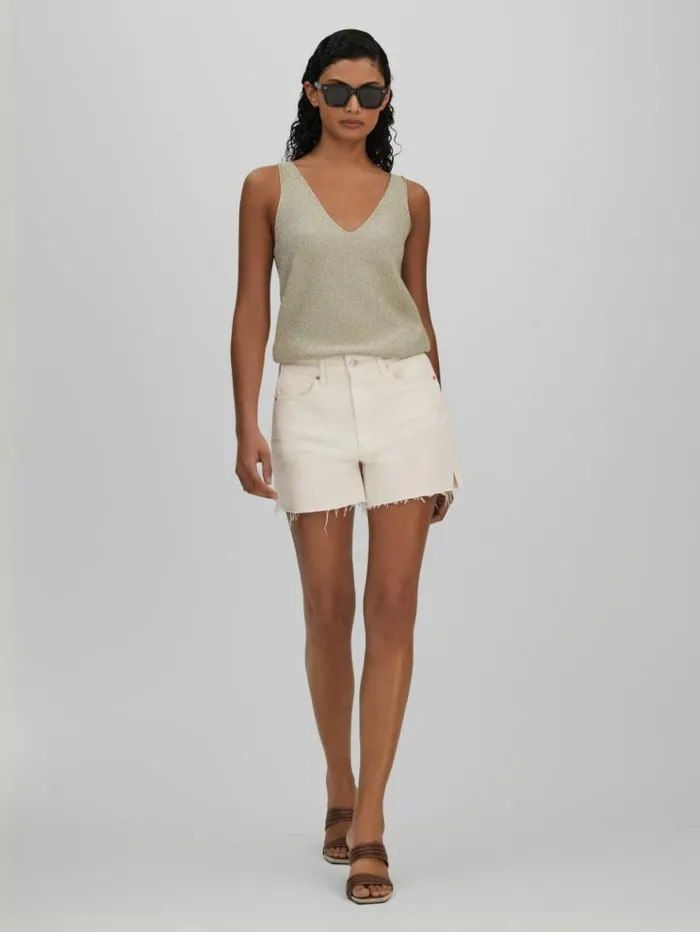 REISS Shorts Women Paige Raw Hem Denim Shorts Light Blonde