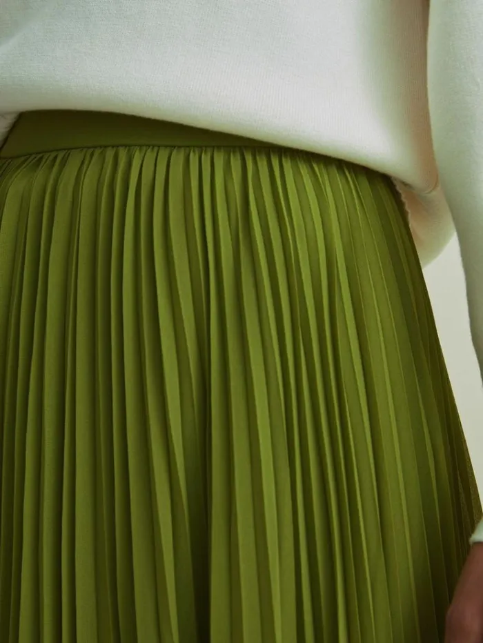 REISS Skirts Women Florere Pleated Maxi Skirt Khaki