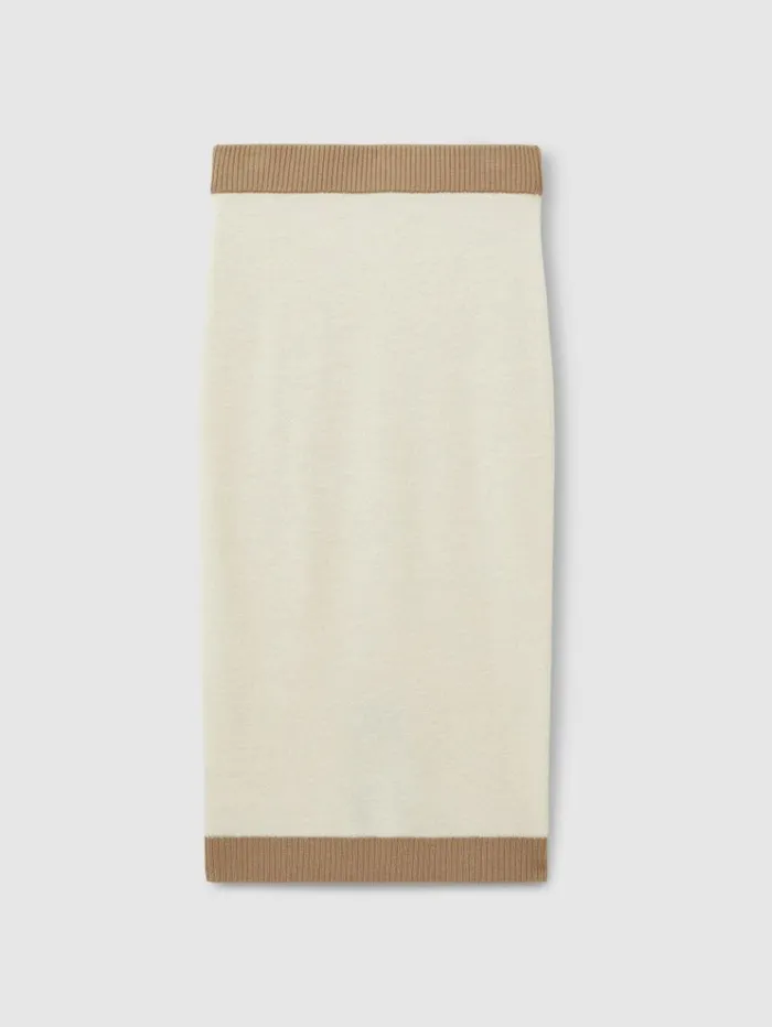 REISS Skirts Women Wool Midi Pencil Skirt Creamcamel