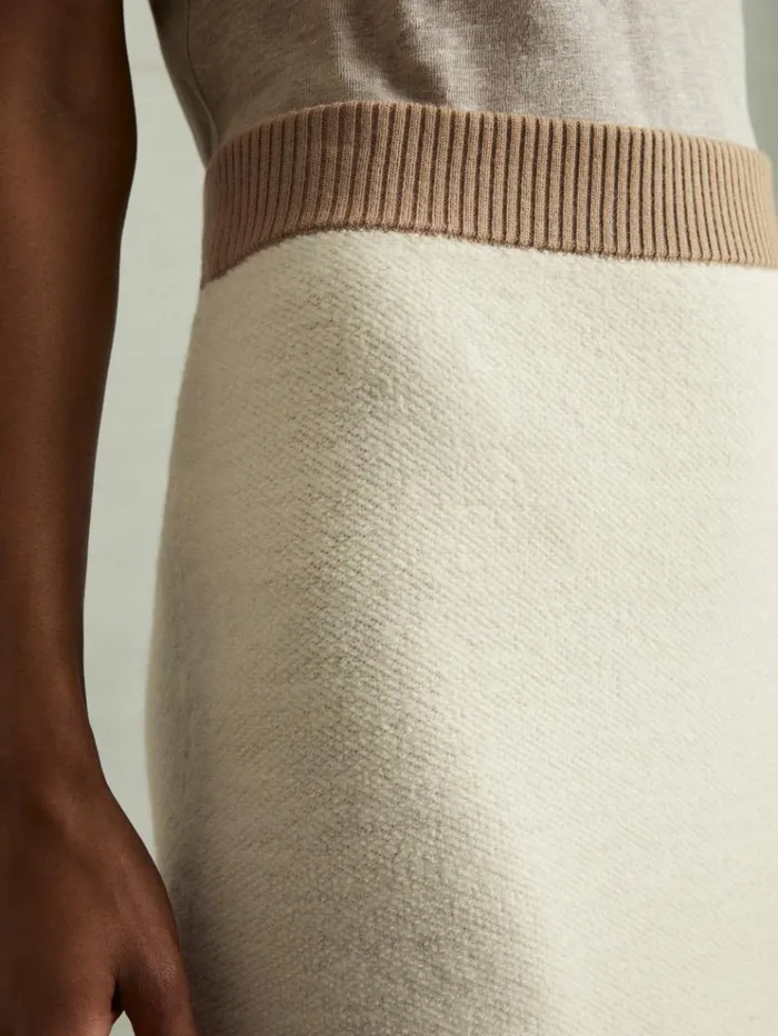 REISS Skirts Women Wool Midi Pencil Skirt Creamcamel