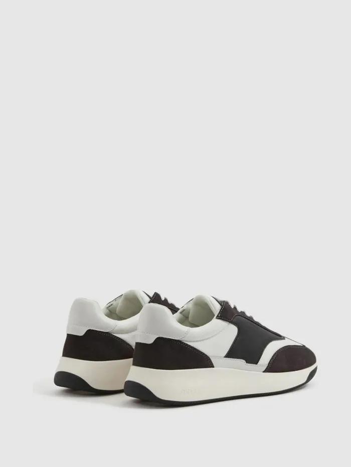 REISS Sneakers Men Leather Suede Running Trainers Charcoal