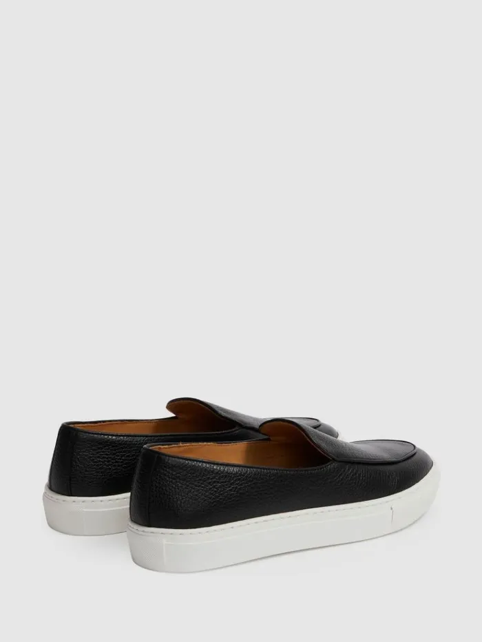 REISS Sneakers Men Unseen Footwear Leather Georgetown Trainers Blackwhite