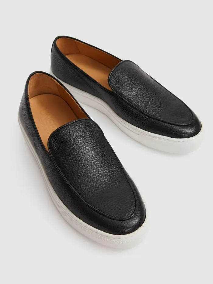 REISS Sneakers Men Unseen Footwear Leather Georgetown Trainers Blackwhite