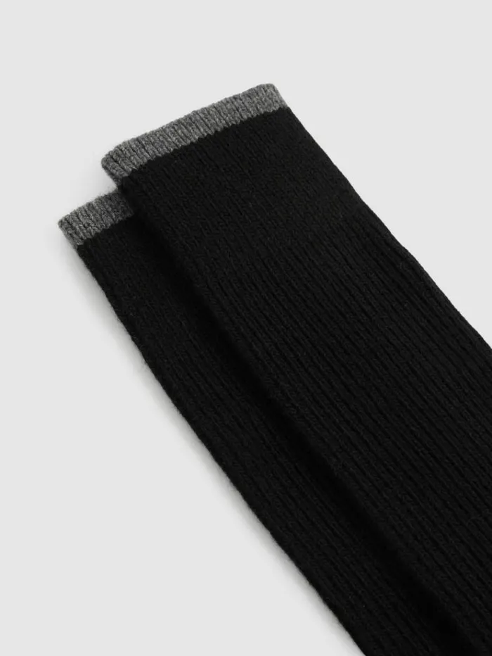 REISS Socks and Underwear Men WoolCashmere Blend Ribbed Socks Blackmid Grey