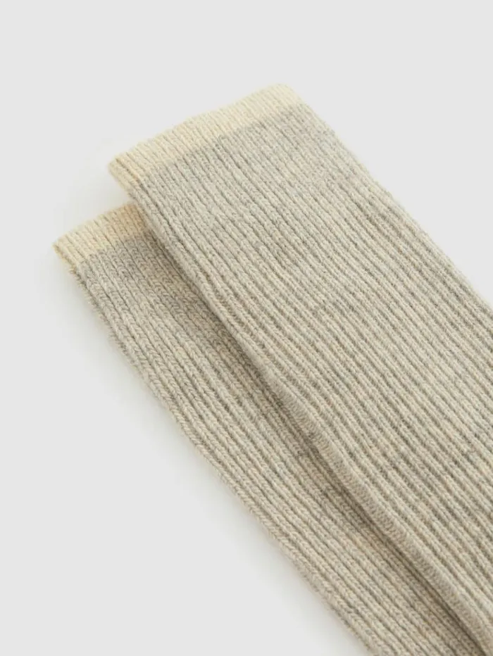 REISS Socks and Underwear Men WoolCashmere Blend Ribbed Socks Soft Greyecru