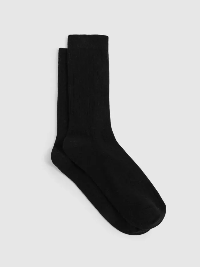 REISS Socks Women Cotton Blend Ribbed Loafer Socks Black