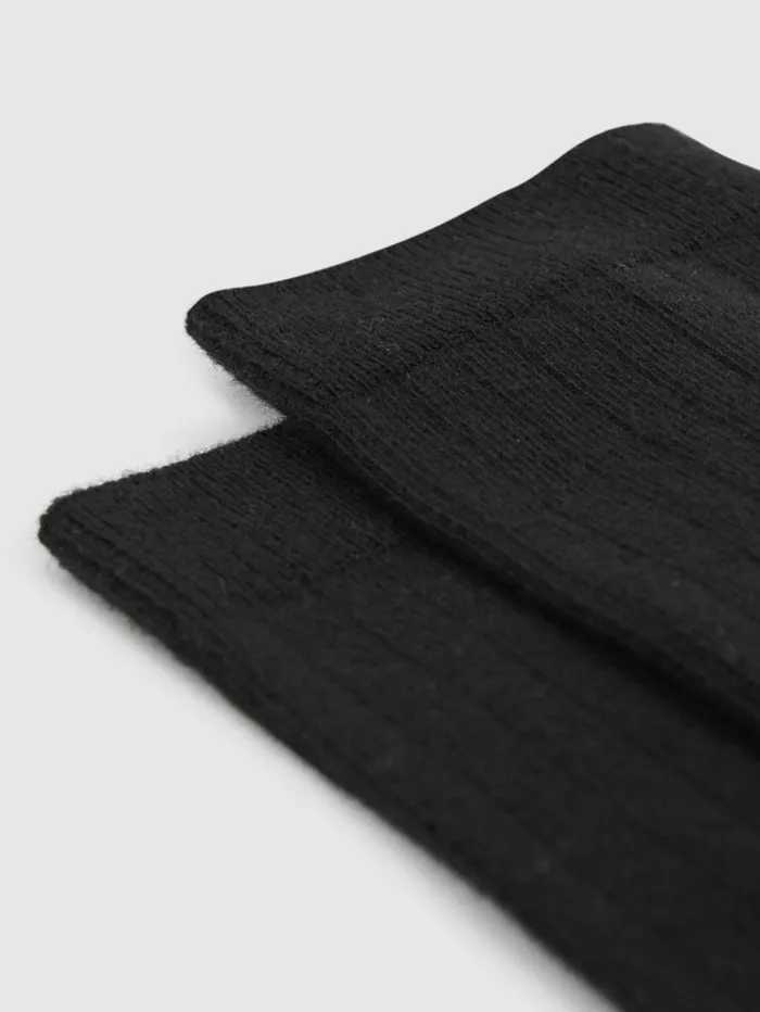 REISS Socks Women Cotton Blend Ribbed Loafer Socks Black