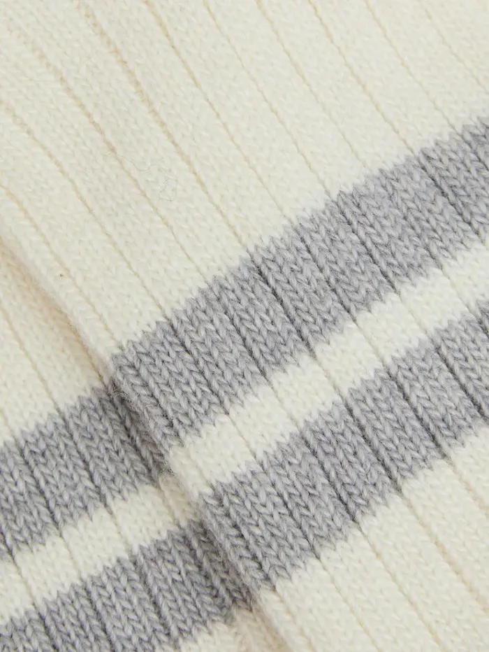 REISS Socks Women Wool Blend Ribbed Crew Socks Ivory