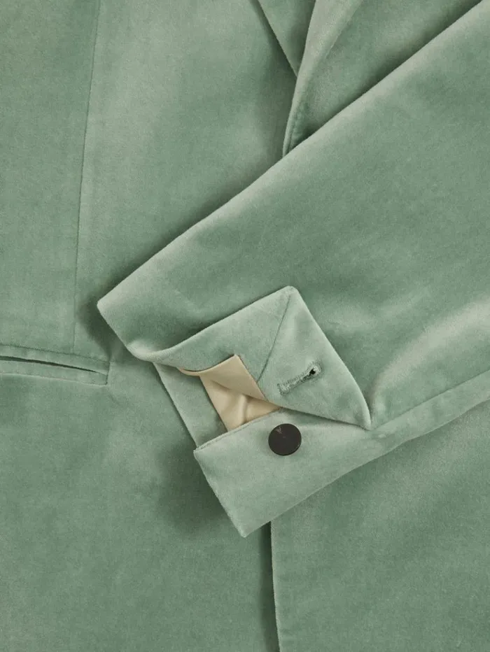 REISS Suits and Tailoring Men Cotton Blend Velvet Blazer Mint Green
